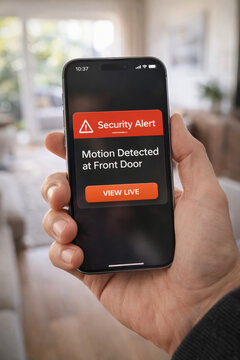 Security alert on smartphone for motion detected at front door