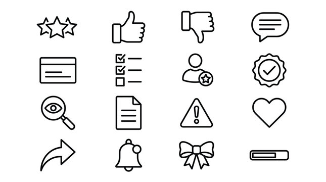 Set of 16 Outline Interface Icons Vector