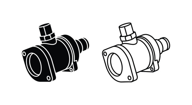 Two automotive turbocharger designs in black and white detailed silhouette