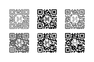 Fototapeta premium Collection of six diverse QR code designs with varying styles and textures for digital interaction
