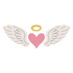 Obraz premium Pink heart with angel wings