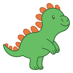 Naklejka premium Green and orange cartoon dinosaur