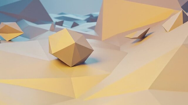low poly landscape with geometric shapes and mountains