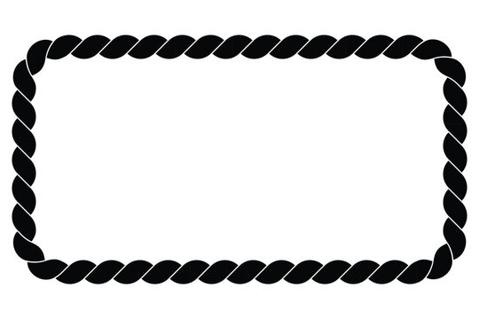 A simple black rope border forms a rectangular frame on a stark white background high-quality