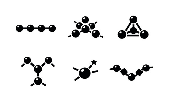Solid style icons of silicon-based molecular structures: Si&ndash;Si chains, silane clusters, tetrahedral silicon core, branching