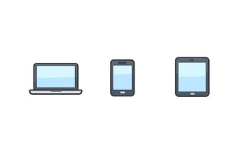 Fototapeta premium A minimalist vector illustration of three common electronic devices