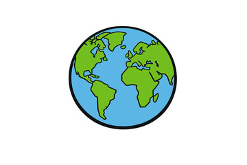Obraz premium A simplified vector illustration of planet Earth featuring green