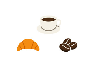 Obraz premium A vector illustration featuring a white cup of coffee on a saucer, a