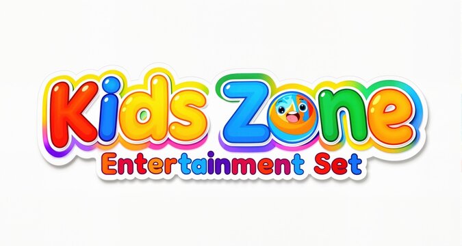 Kids zone entertainment set childish banner label sticker badge logo. Cartoon colorful logo for children's playroom decoration, kids zone vector
