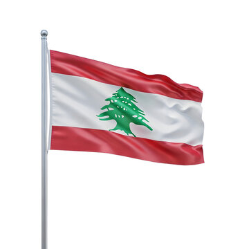 A realistically rendered depiction of the lebanese flag waving showcasing vibrant colors and detail on transparent background high quality professional detailed modern elegant