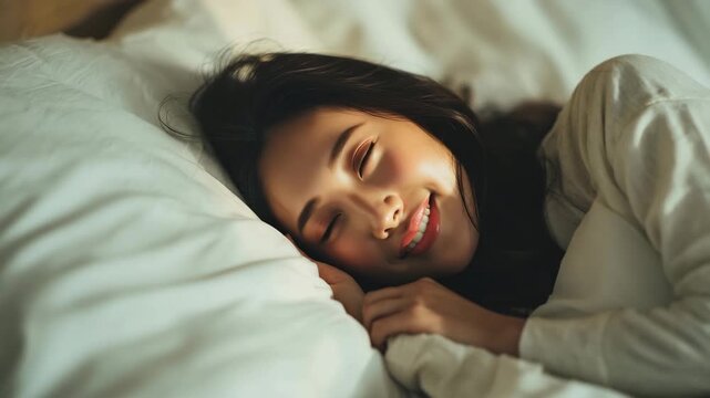 安らかな眠りに包まれた女性の穏やかな寝顔