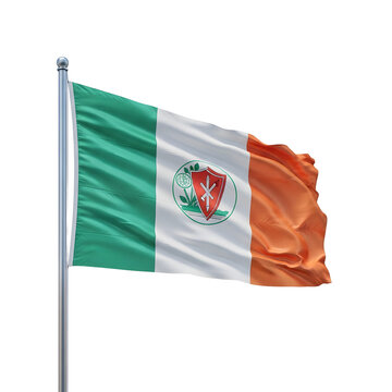 A detailed depiction of the flag of the Irish province of Munster waving proudly in the breeze on transparent background high quality professional