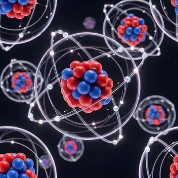Atomic structure with protons neutrons and electrons orbiting.