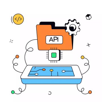 API Software Integration and AI Data Processing Animation