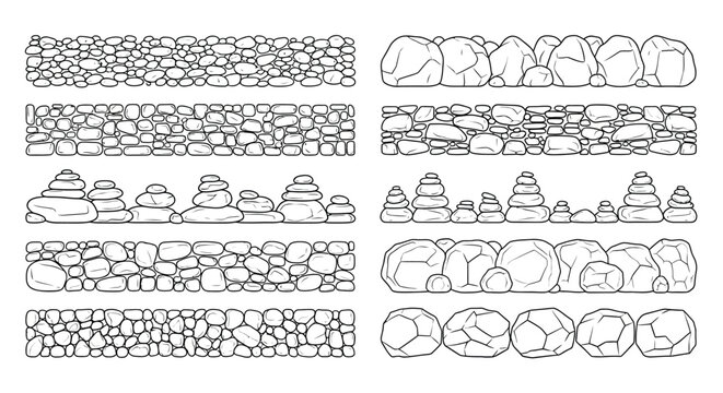 Collection of various stone patterns and rock formations in a repeating tile set