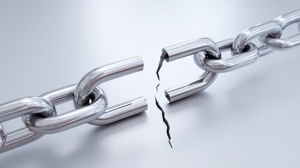 Fototapeta premium Broken Metal Chain Link Symbolizing Disruption in Professional Corporate Settings