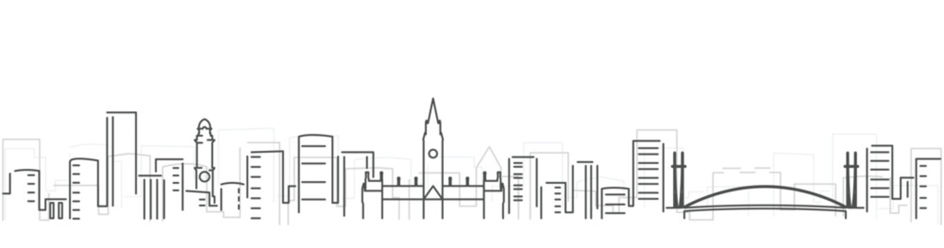 Manchester Simple Dark Lines Skyline on White Background