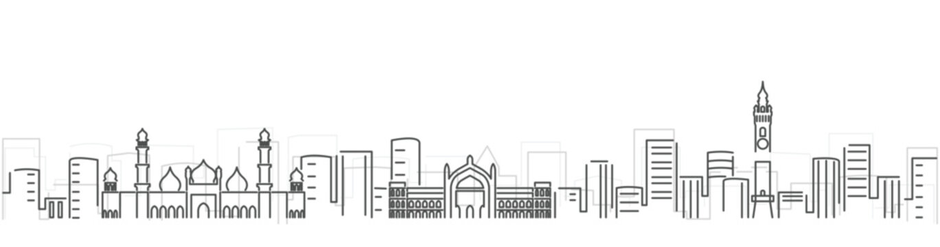 Lucknow Simple Dark Lines Skyline on White Background