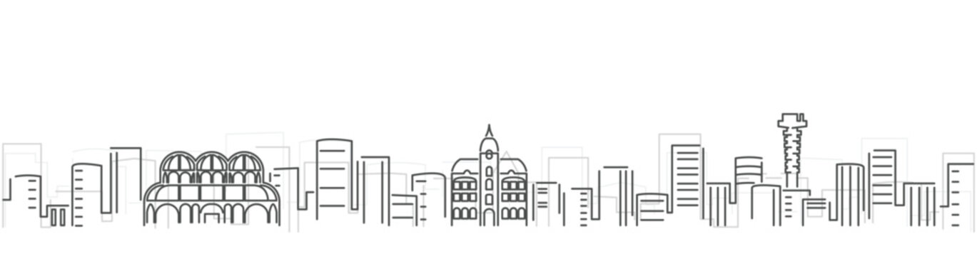 Curitiba Simple Dark Lines Skyline on White Background