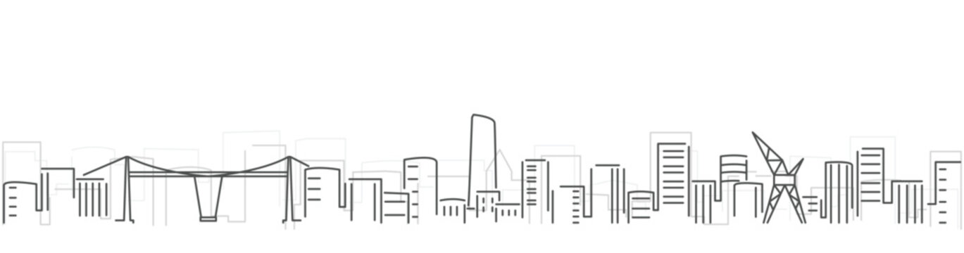 Bilbao Simple Dark Lines Skyline on White Background