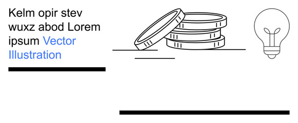 Business strategy, financial planning, idea development, fintech, economic opportunities, creativity. Stacked coins next to a light bulb outline. Financial planning and creativity concept © robu_s