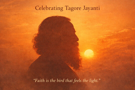 Rabindranath Tagore Jayanti celebration tribute to Indian poet philosopher and Nobel laureate cultural heritage concept