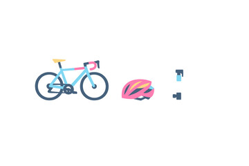 Fototapeta premium Minimalist vector illustration of a light blue road bike with pink