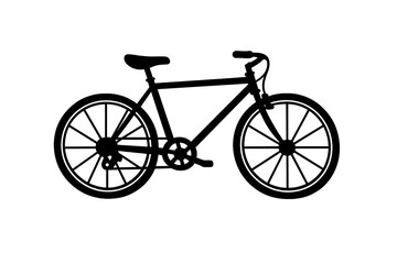 Fototapeta premium This black silhouette of a bicycle is isolated on a plain white