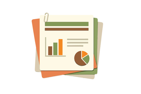 A flat illustration of a stack of documents held together by a