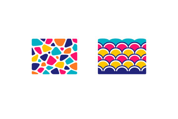 A set of two colorful abstract patterns featuring geometric shapes © Andrei