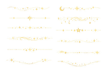 A collection of twelve golden celestial dividers featuring stars