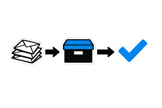 A minimalist illustration depicting a workflow process with a stack