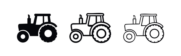 Farm Tractor Vehicle Icon Set for Agriculture and Rural Work © liubomir118809