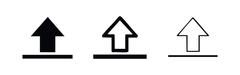 Fototapeta premium Upload arrow icon set, vector symbols for file sending and data transfer