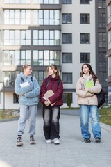 Fototapeta premium Teenage Students Walking Together After School