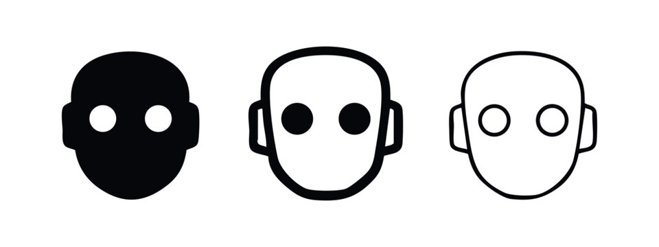 Robot head icon set representing artificial intelligence and humanoid concepts