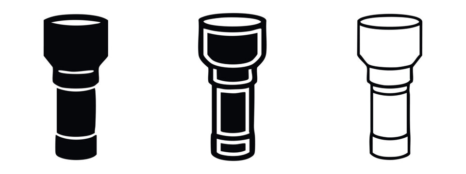 Handheld flashlight vector icon set