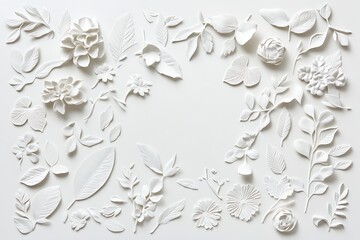 Delicate white floral and leafy embellishments on a clean background Image