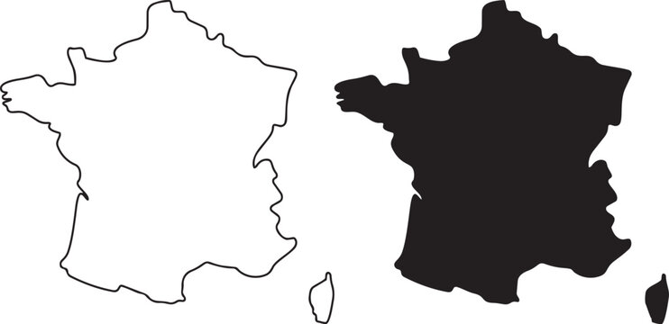 France Contour: Minimalist outlines of the France map, showcasing the unique shape of the country with elegance. 