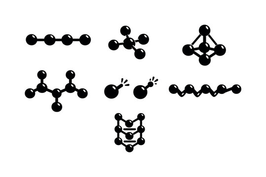 Solid style icons of silicon-based molecular structures: Si&ndash;Si chains, silane clusters, tetrahedral silicon core, branching
