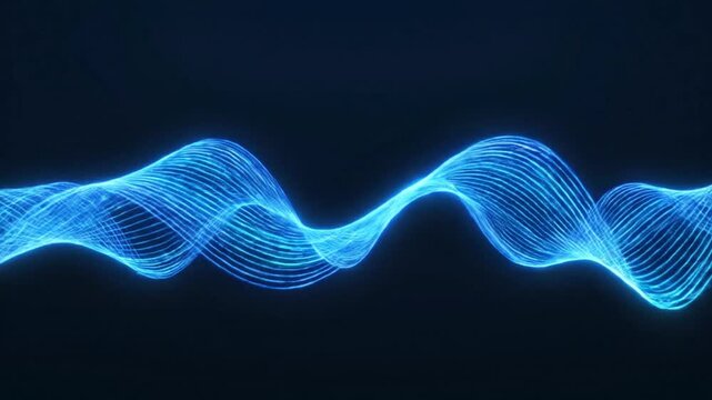 Glowing blue wave pattern on dark background.