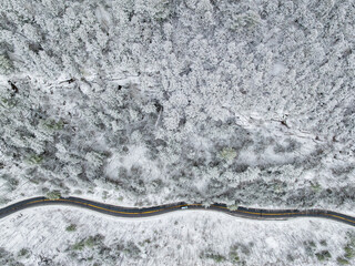 Delaware River aerial view in winter