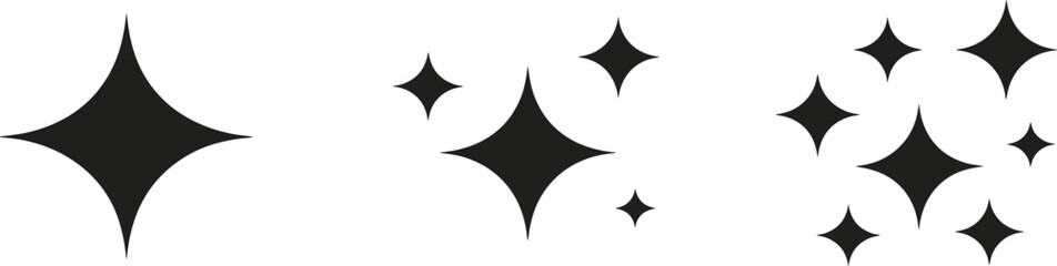 Obraz premium Black starburst or sparkle shapes on white background