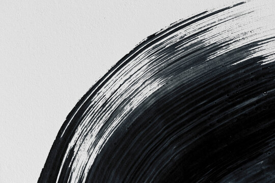 Black curved streaky brush stroke lines on white background