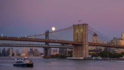 Moonrise over the Brooklyn Bridge