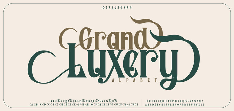 Grand Luxery Elegant alphabet letters font and number. Classic Lettering Minimal Fashion Designs. Typography modern serif fonts and numbers. vector illustration
