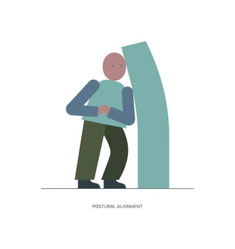 Human figure subtly aligning posture with the dominant form, internalizing sense made from relationships. Stylized editorial