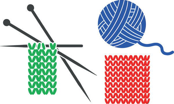 A colorful illustration of knitting tools and yarn for creative projects