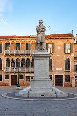 Naklejka premium Niccolo Tommaseo monument on Campo Santo Stefano, Venice, Italy