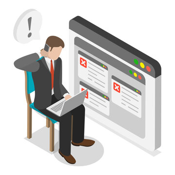 3D Isometric Flat Vector Illustration of Consulting Services, Software Support. Item 2